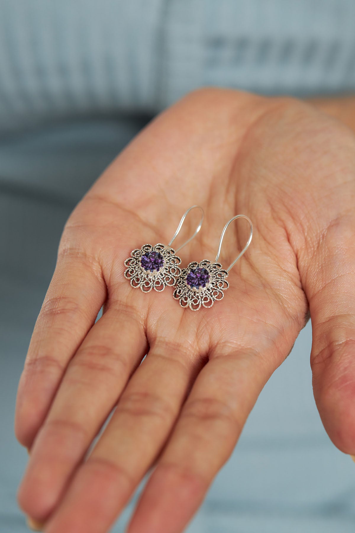 June Alexandrit Birthstone Flower Drops | 925 Silver
