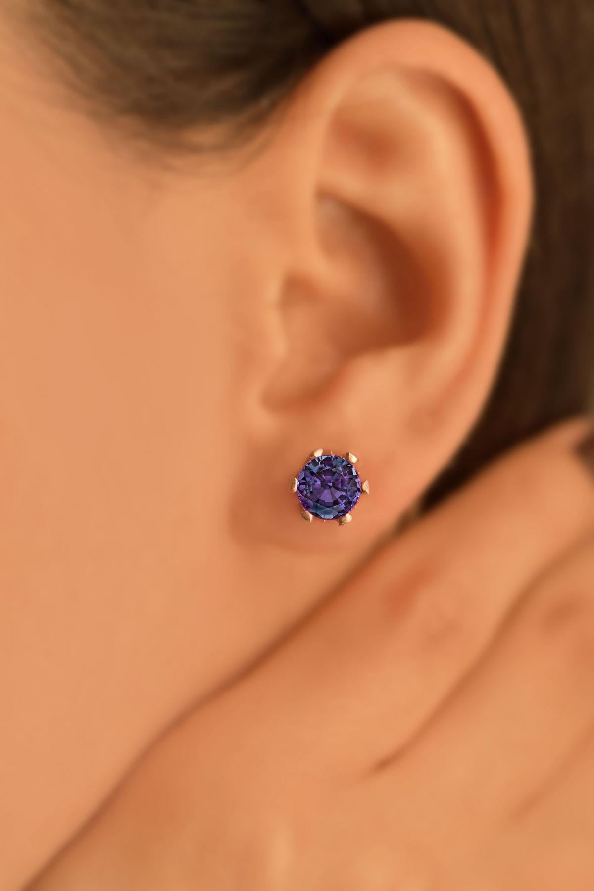June Mystic Topaz Birthstone Solitaire Stud Earrings Rose Gold Plated Silver