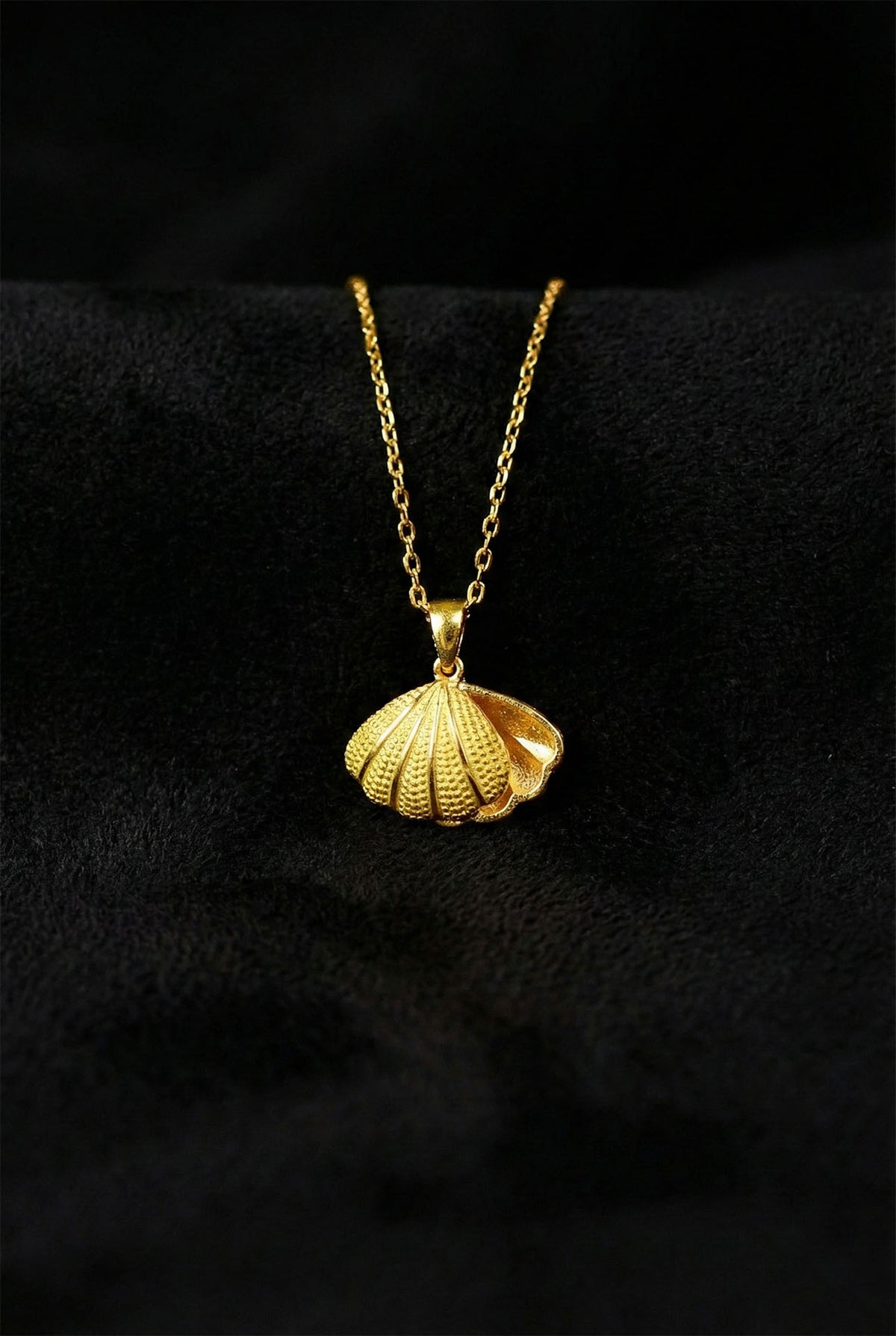Gold Pearl Oyster Shell - Pendant Necklace in 925 sterling silver