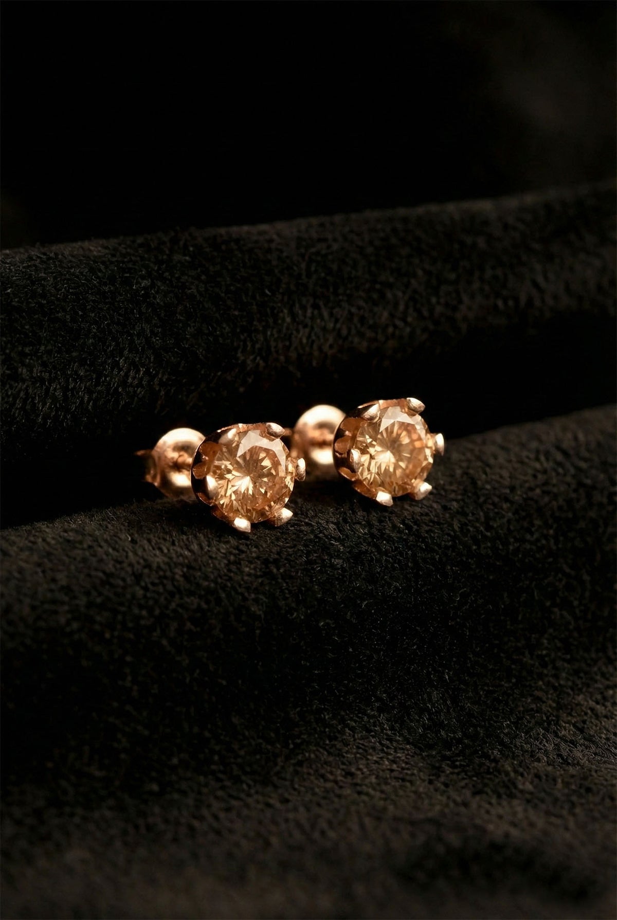 November Citrine Birthstone Rose Studs in 925 sterling silver