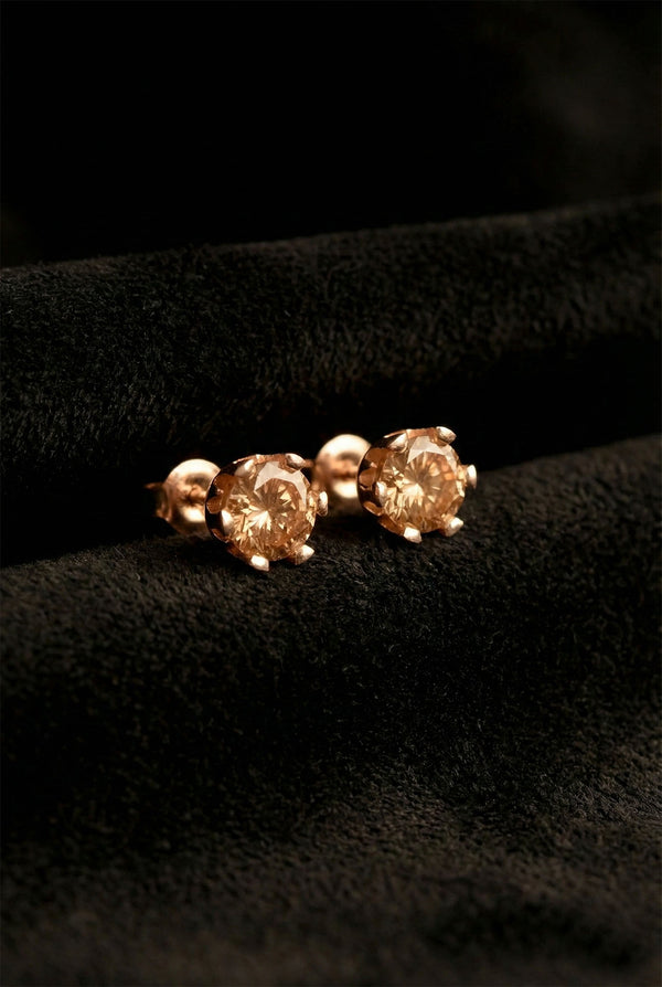 November Citrine Birthstone Rose Studs | 925 Silver