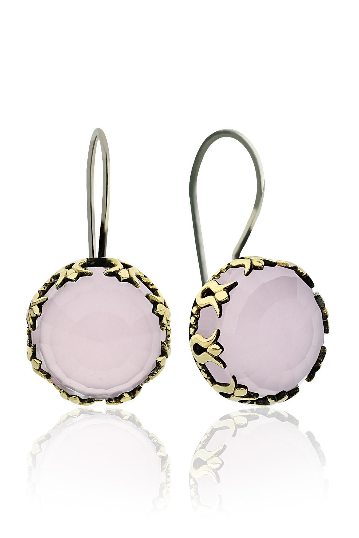 Quartz Tulip Motif Round Traditional Set Rose Gold Plated Silver