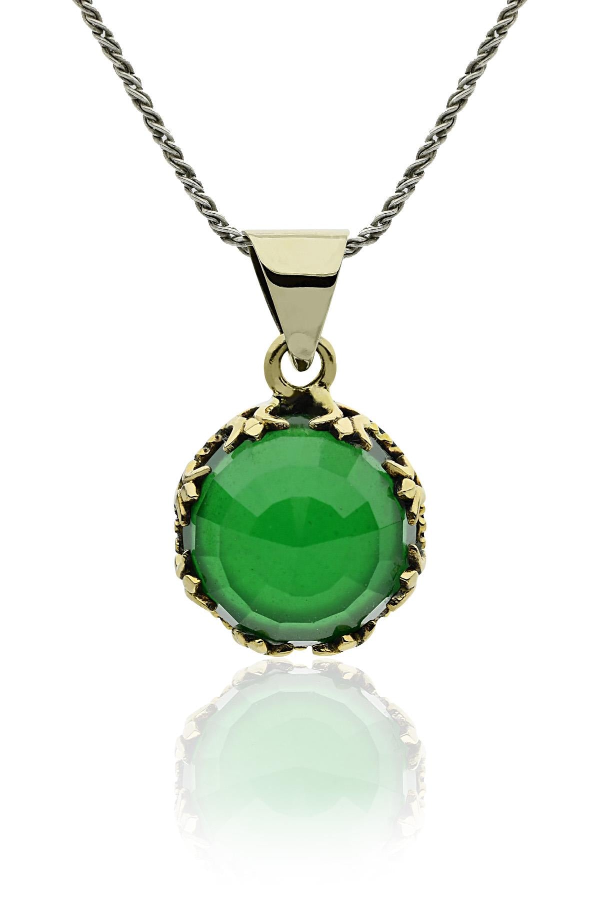Emerald Tulip Motif Round Traditional Set Silver