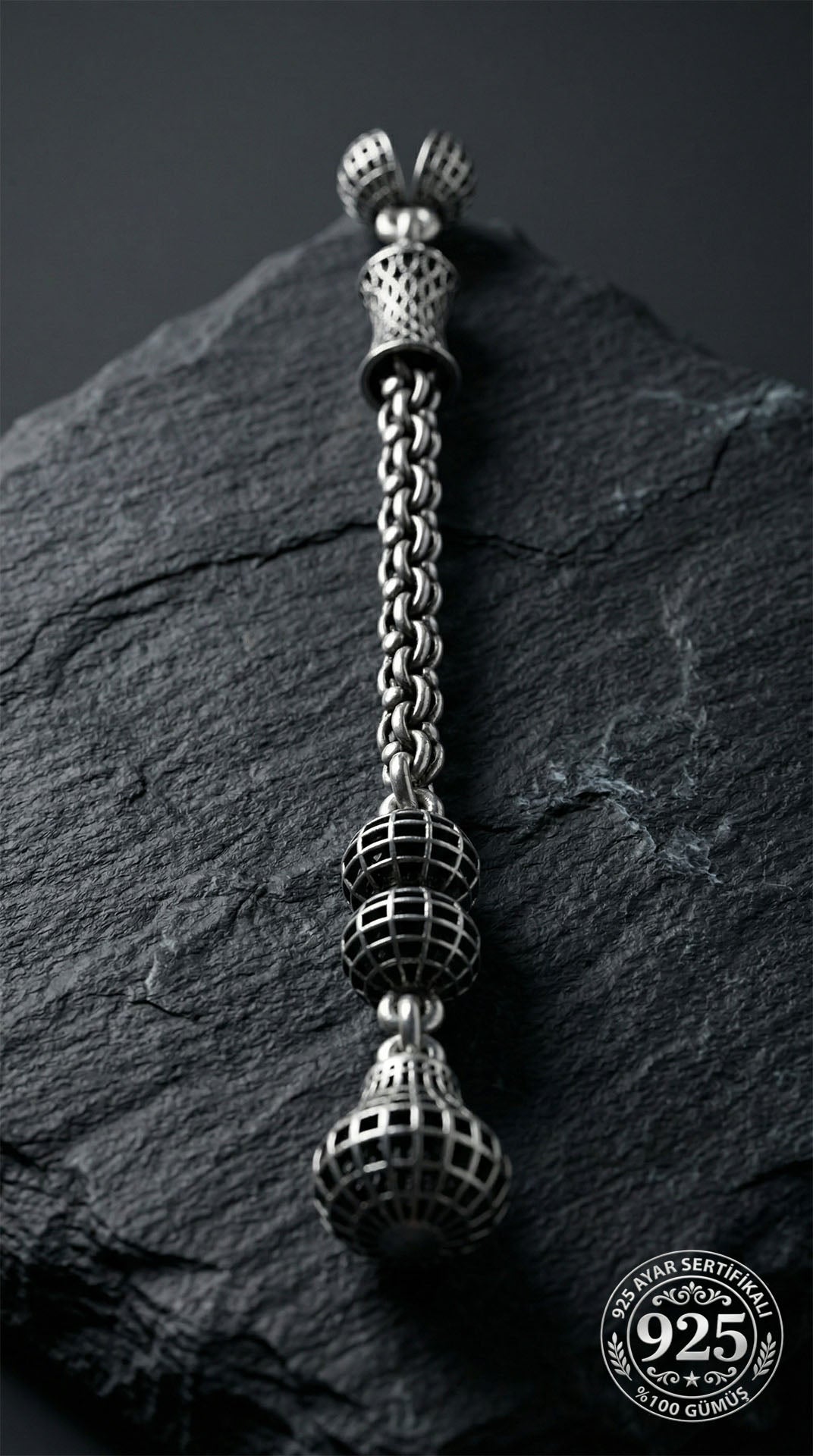 Filigran-Quaste für Gebetskette (Misbaha) im Ballonkäfig-Design aus 925er Sterlingsilber