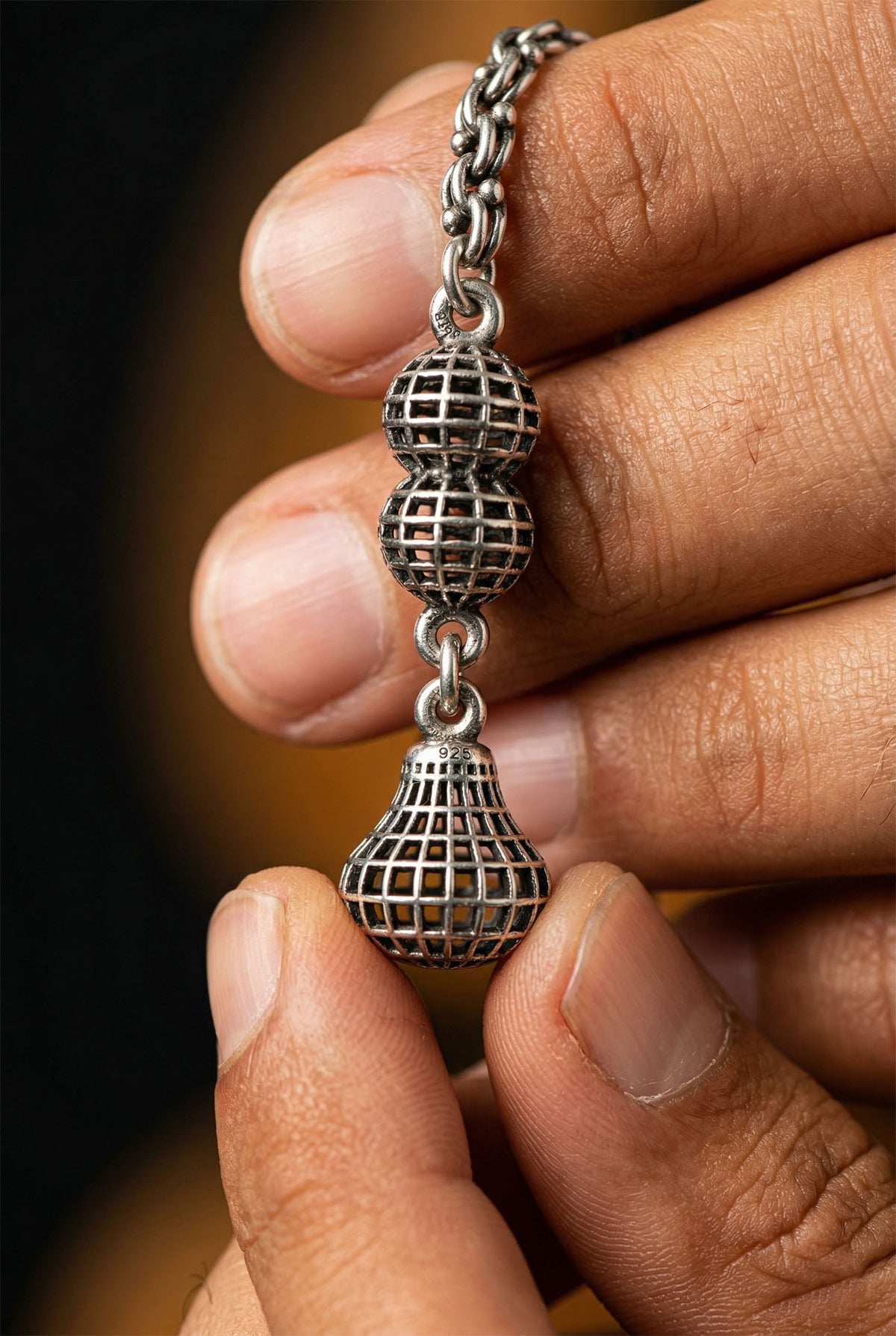 Balloon Cage Filigree Misbaha Tassel in 925 sterling silver - view 2