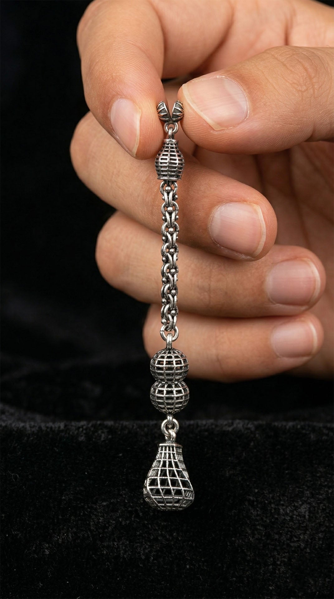 Twisted Cage Filigree Misbaha Tassel in 925 sterling silver - view 3