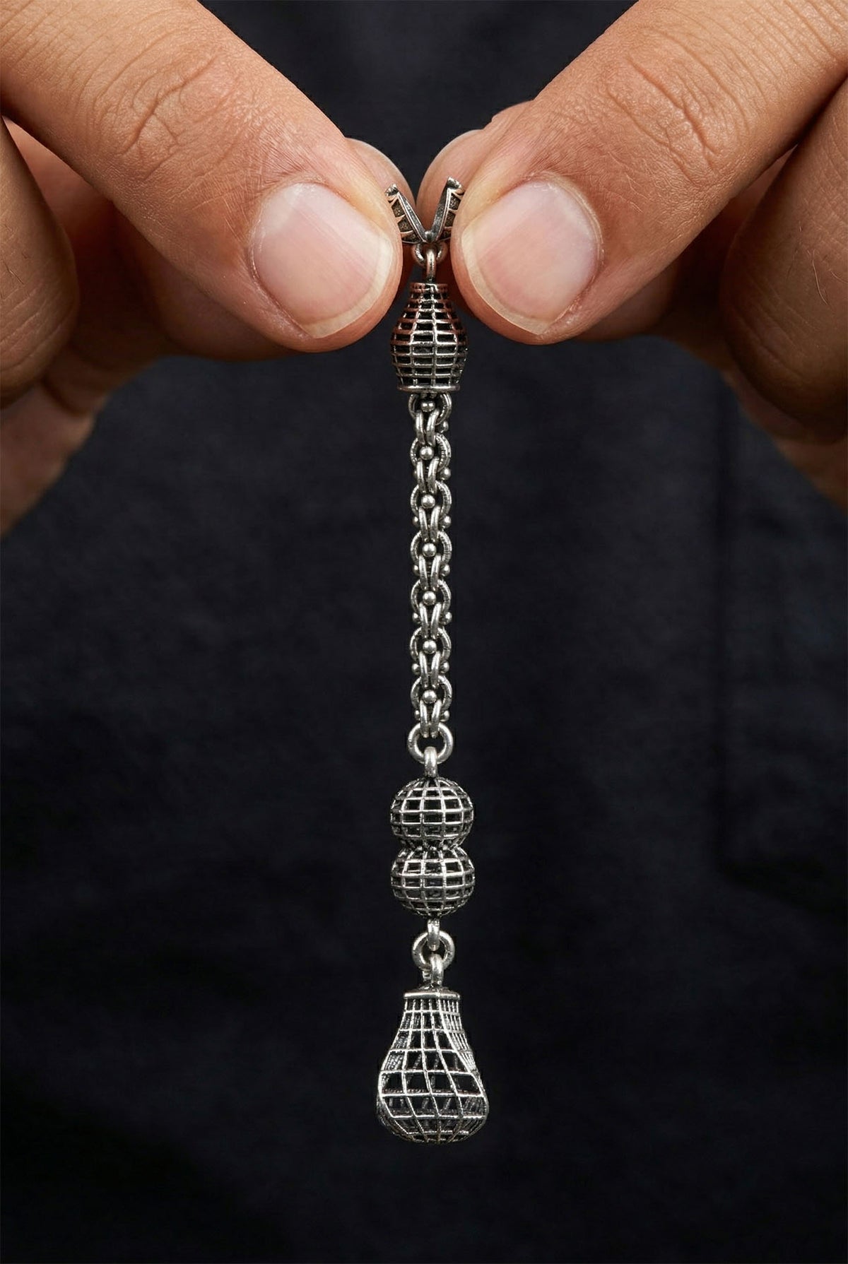 Twisted Cage Filigree Misbaha Tassel in 925 sterling silver - view 4