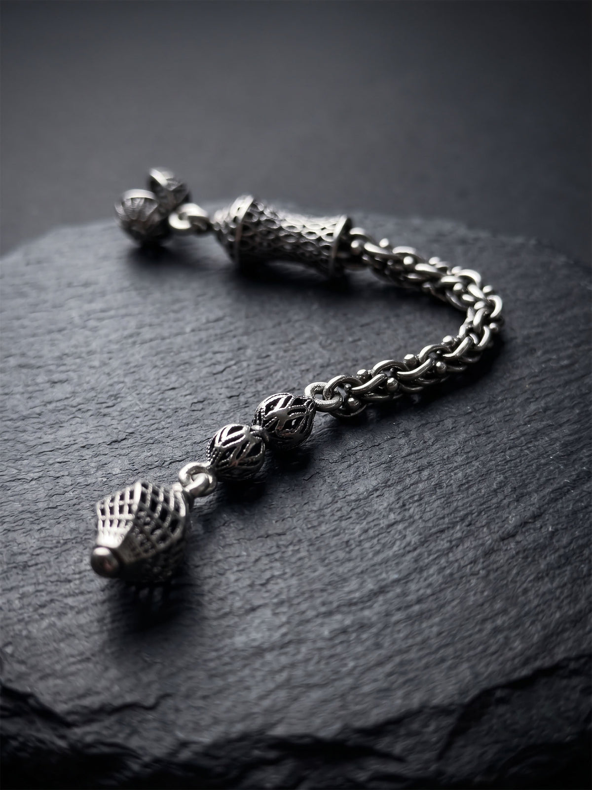 Twisted Lantern Filigree Misbaha Tassel in 925 sterling silver - view 3