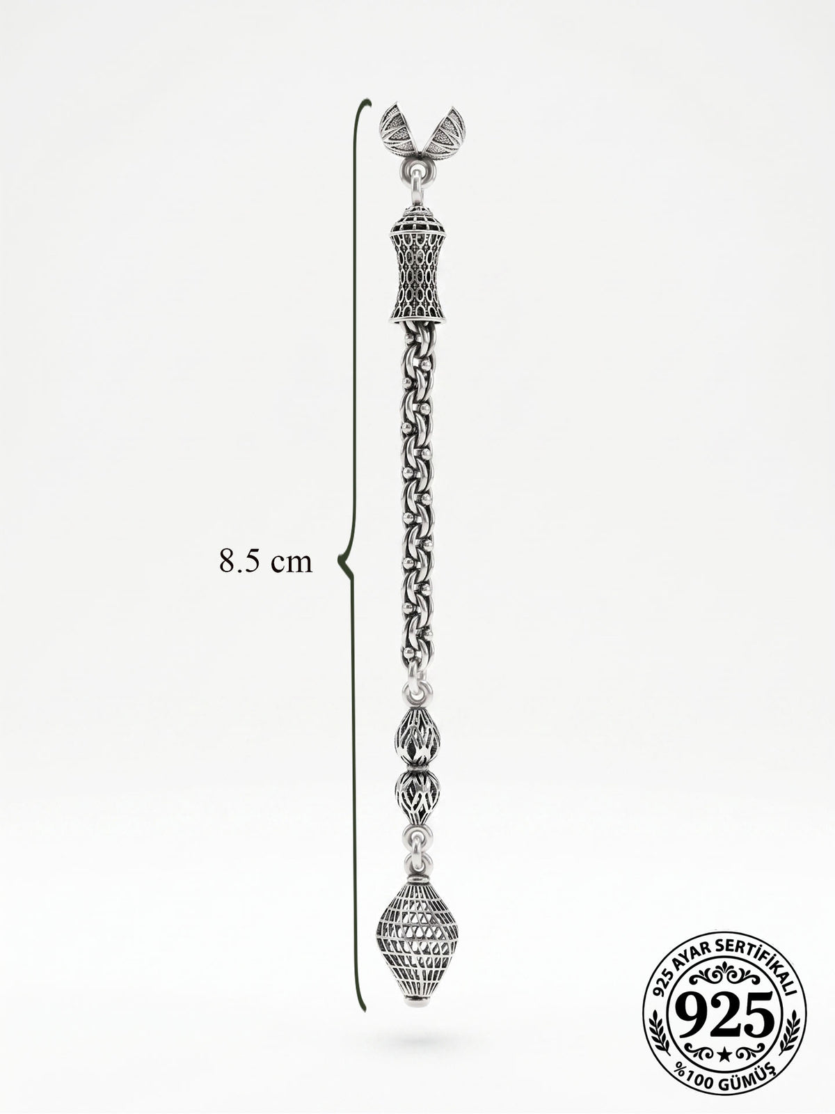 Twisted Lantern Filigree Misbaha Tassel in 925 sterling silver - view 4