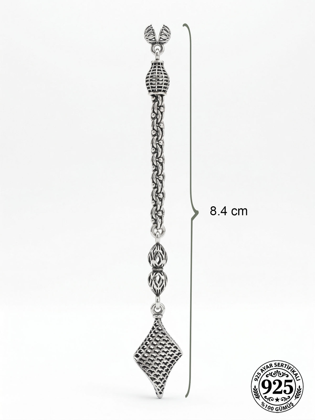Twisted Diamond Cage Misbaha Tassel | 925 Silver