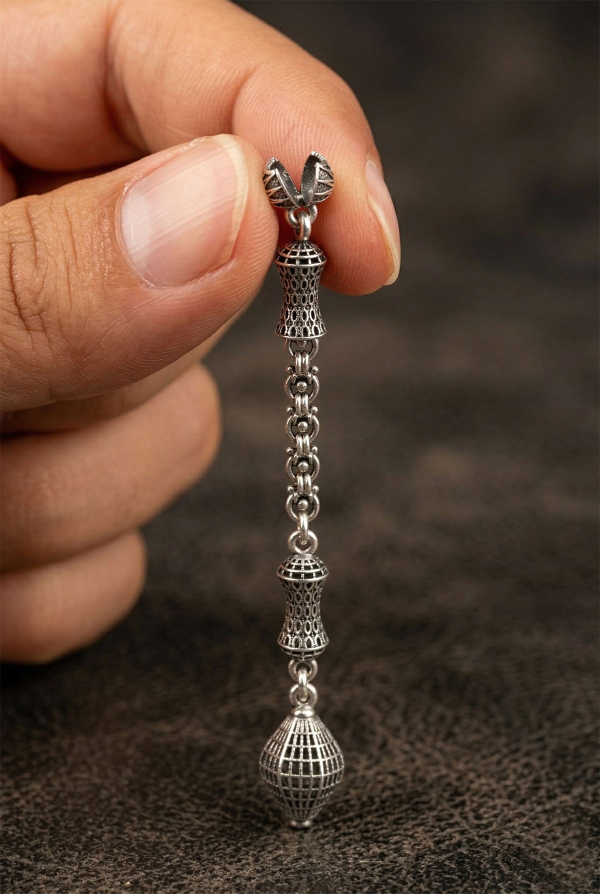 Lantern Cage Filigree Misbaha Tassel in 925 sterling silver - view 2