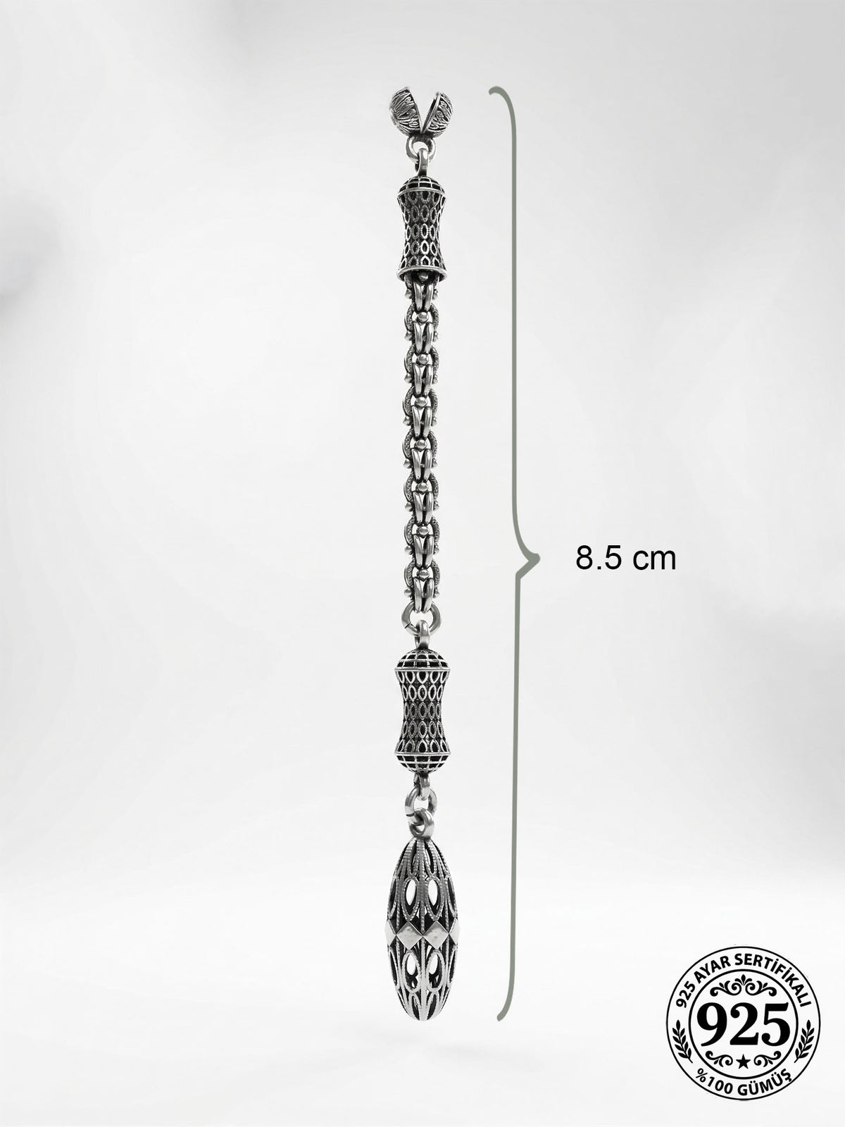 Marquise Filigree Misbaha Tassel Albanian Chain in 925 sterling silver - view 3