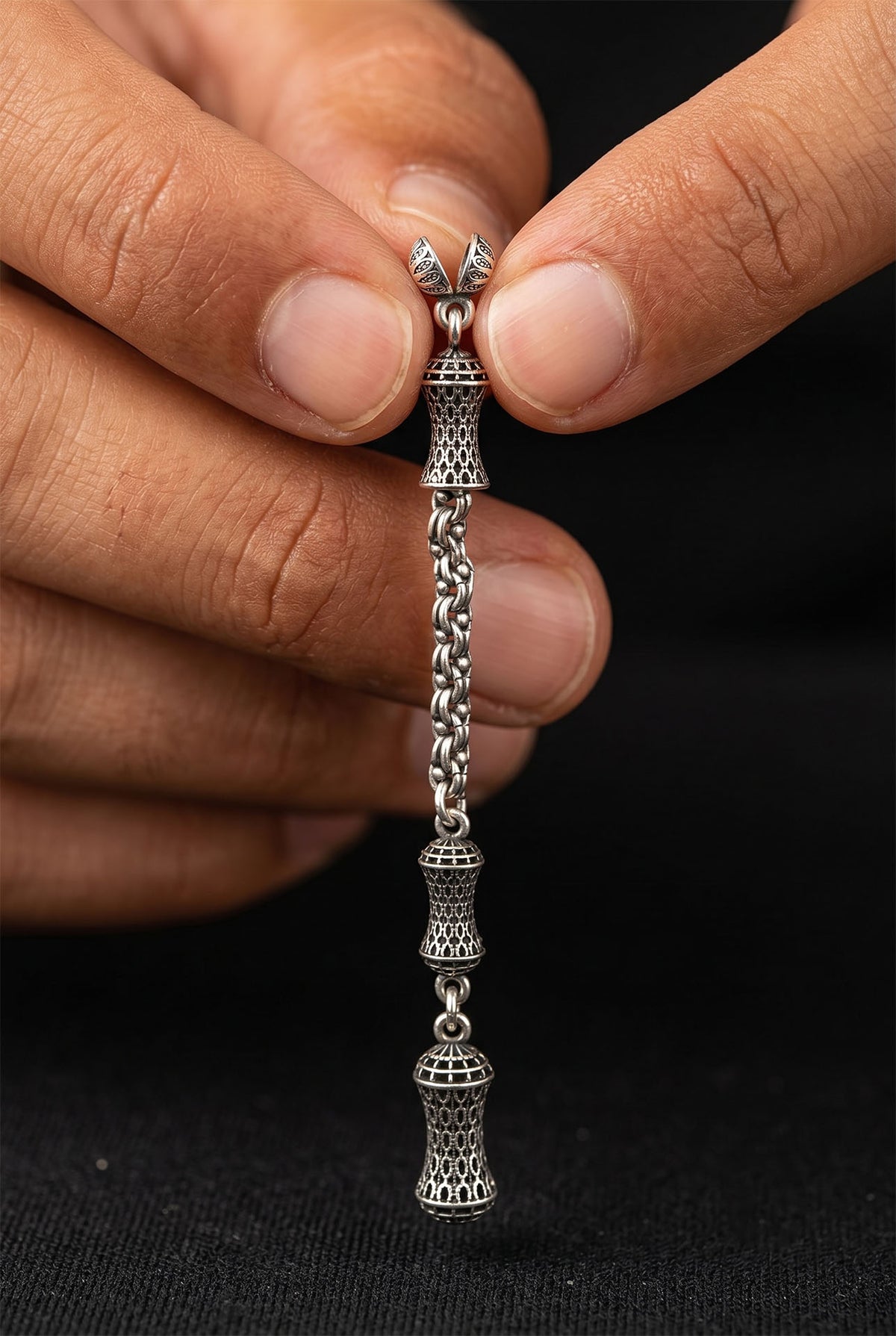 Filigree Misbaha Tassel with Albanian Chain in 925 sterling silver - view 2