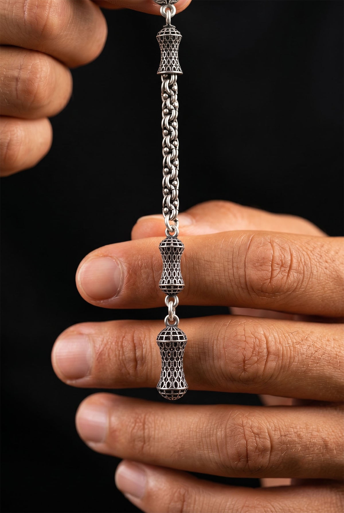 Filigree Misbaha Tassel with Albanian Chain in 925 sterling silver - view 3