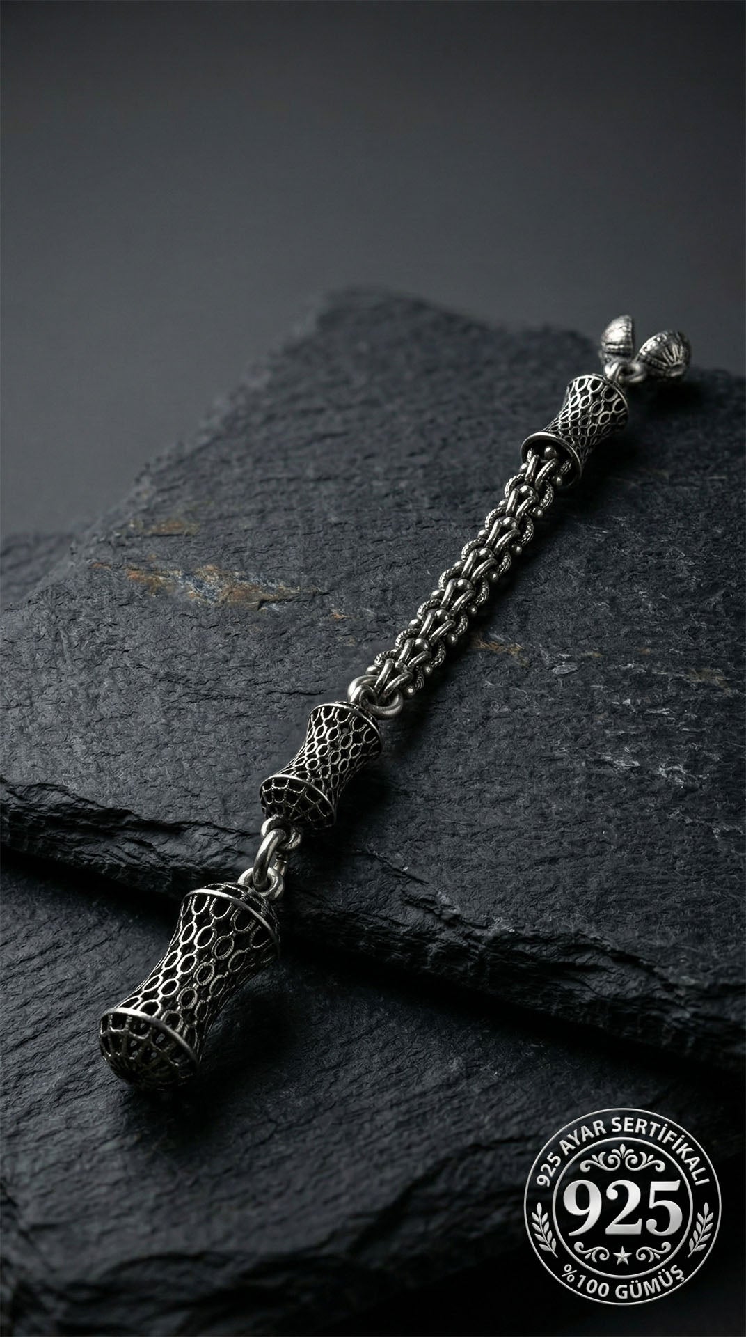 Filigree Misbaha Tassel with Albanian Chain in 925 sterling silver - view 4