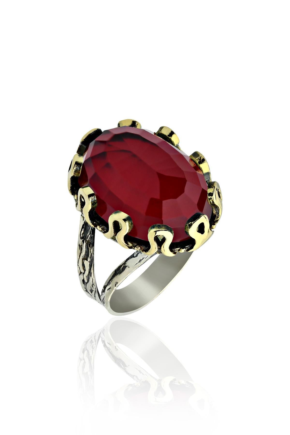 Garnet Traditional Set Silver