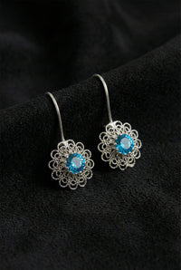 March Aquamarine Birthstone Flower Drops | 925 Silver
