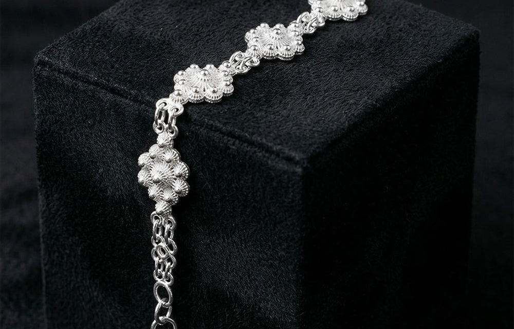 925 silver Midyat heritage floral filigree bracelet