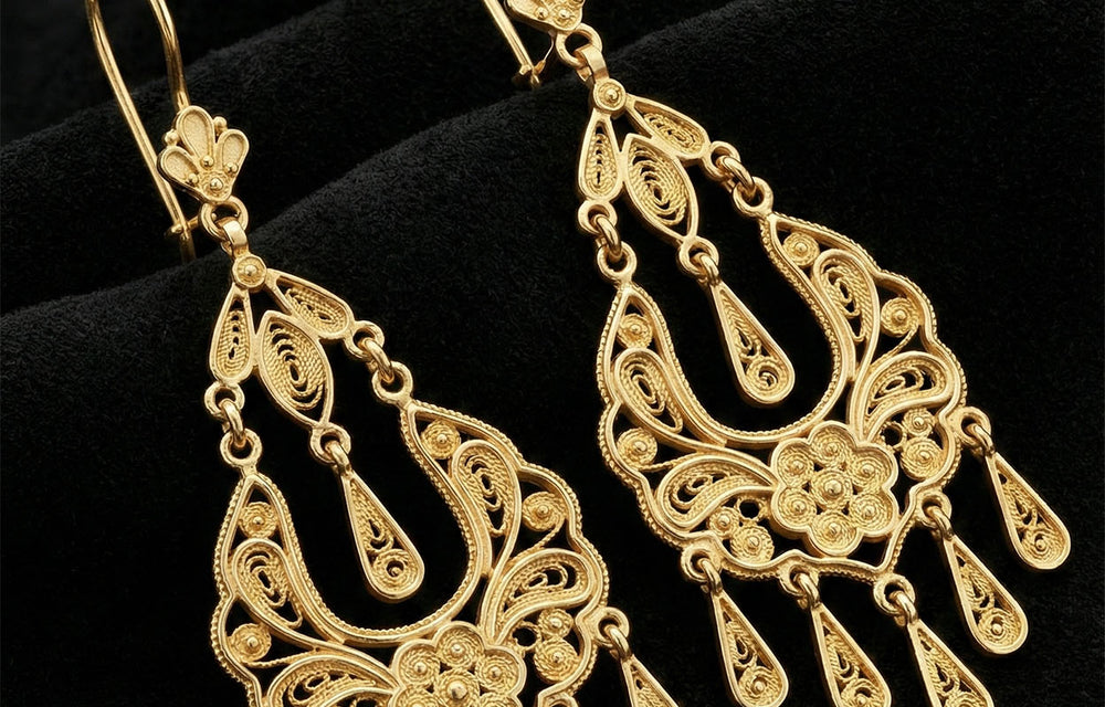 925 silver filigree peacock feather drop earrings