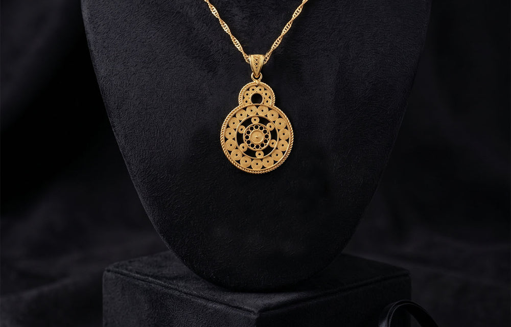 Handcrafted gold filigree chandelier earrings by Erdobia