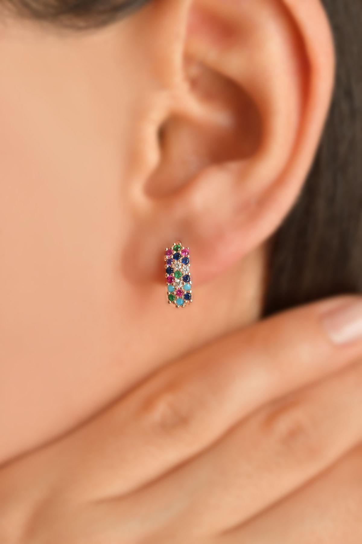 Mixed J Clip-On Minimalist Earrings Rose Gold Plated Silver