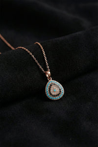 Rose Gold Zircon Evil Eye Teardrop Necklace | 925 Silver