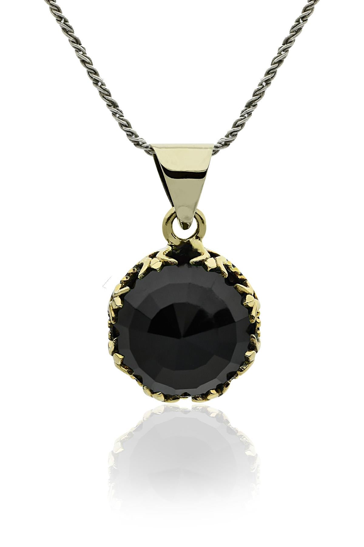 Onyx Tulip Motif Round Traditional Set Silver
