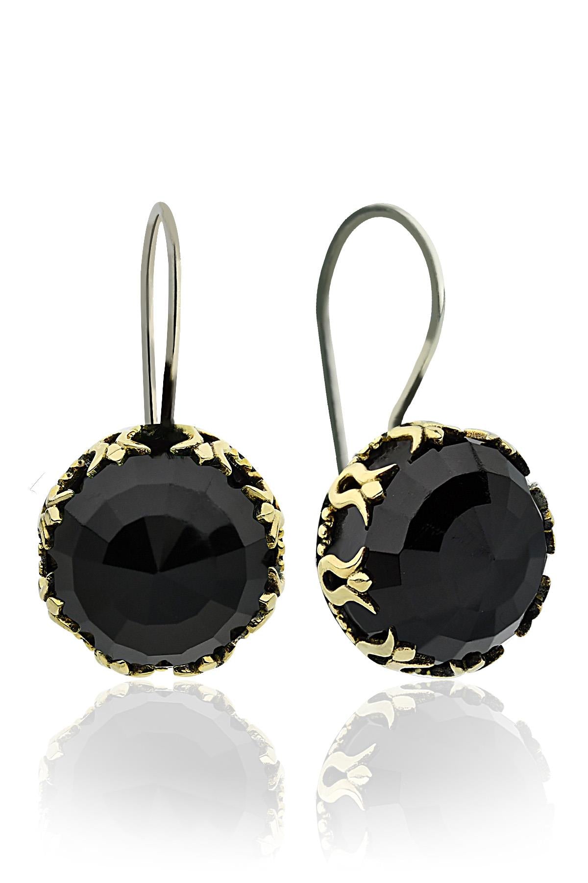 Onyx Tulip Motif Round Traditional Set Silver