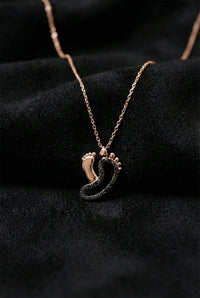Collier mère et enfant en onyx noir et or rose | Argent 925