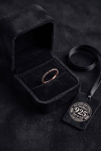 925 Sterling Silver Rose Gold Black Onyx Eternity Band, Dainty Minimalist Stacking Ring