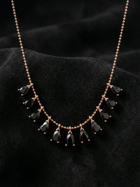 Rose Black Onyx Shakira Teardrop Necklace | 925 Silver