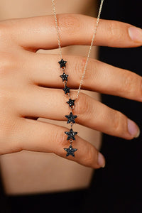 Rose Chain Star Silver Necklace with Onyx Stone