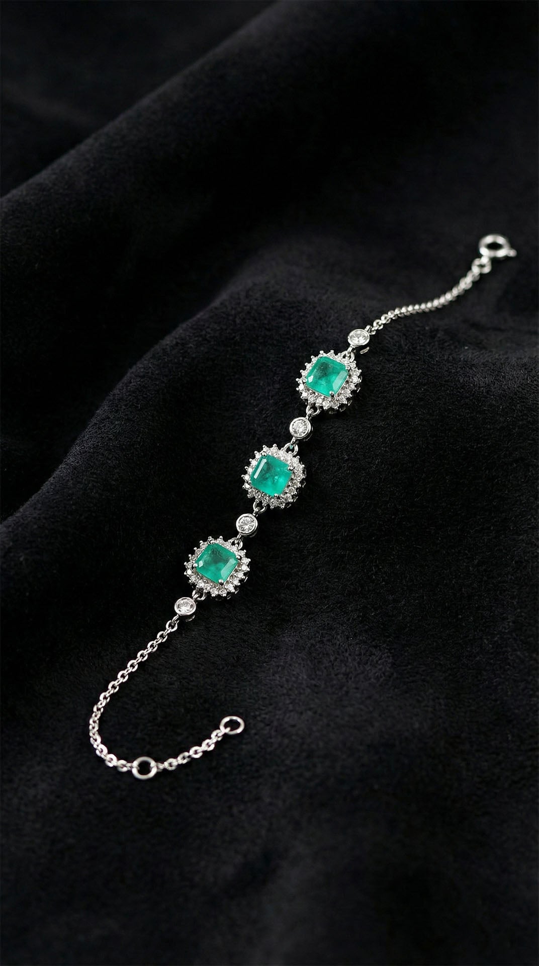 Paraiba Tourmaline Square Halo, Zircon Bracelet in 925 sterling silver