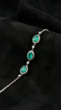 Bracelet halo ovale en tourmaline Paraïba et zircon | argent 925