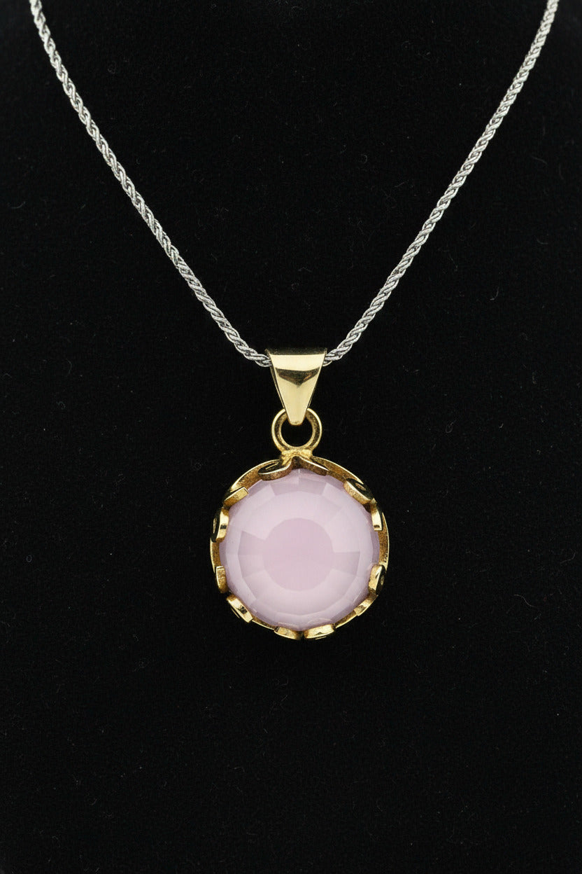 Gilded Round Vav Pink Quartz Jewelry Set in 925 sterling silver - view 3