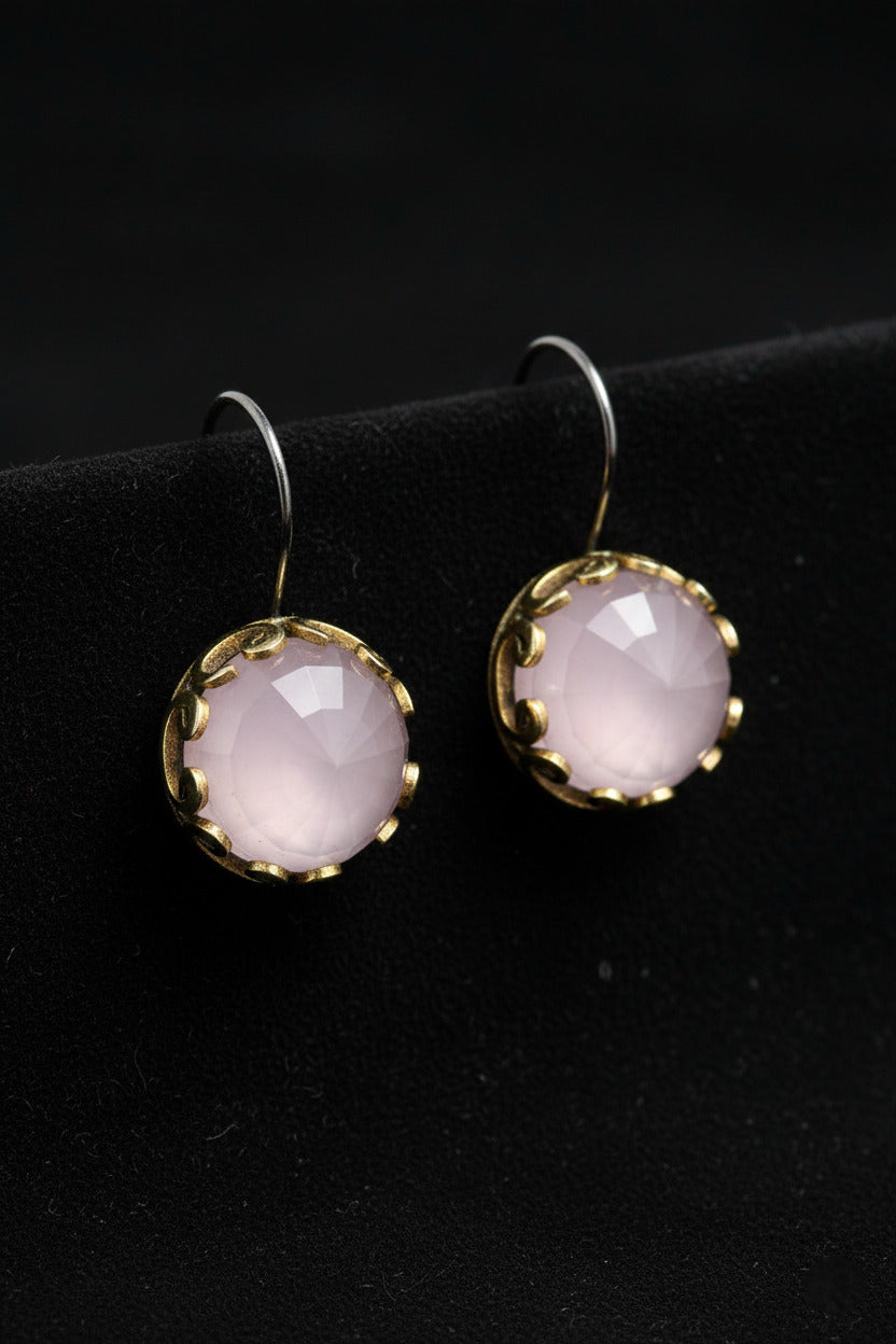 Gilded Round Vav Pink Quartz Jewelry Set in 925 sterling silver - view 4