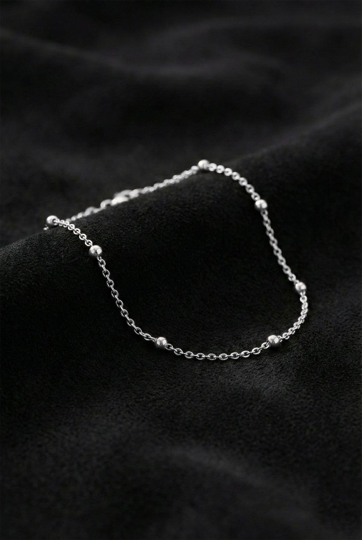 Rhodium Dorika Bead, Minimal Chain Bracelet in 925 sterling silver