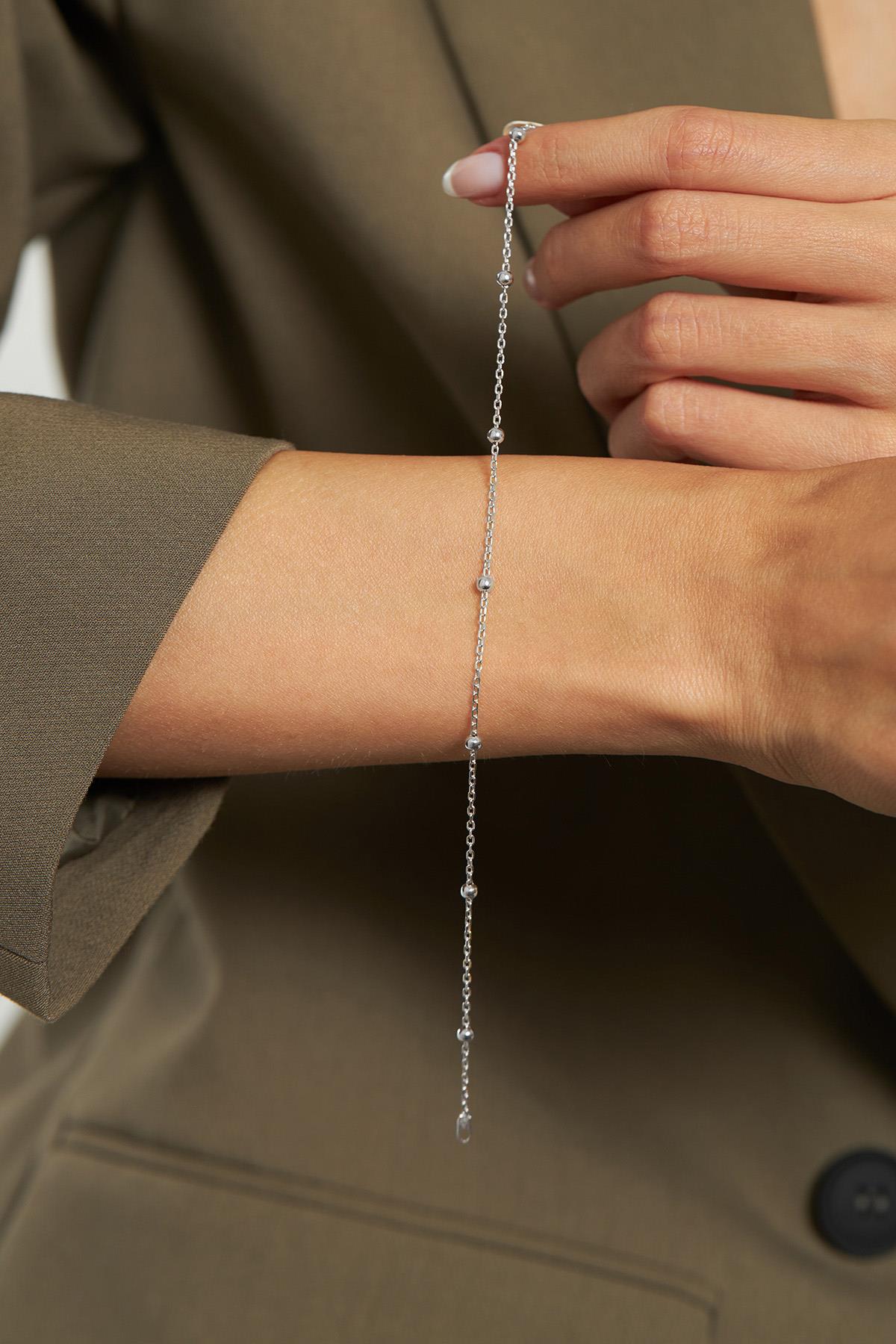 Curb Chain Minimalist Bracelet Rhodium Plated Silver