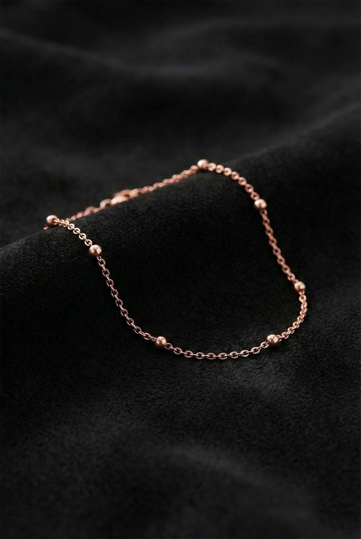 Rose Gold Dorika Bead, Minimal Chain Bracelet in 925 sterling silver