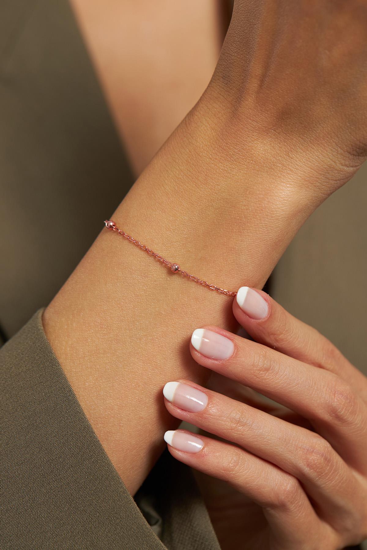 Curb Chain Minimalist Bracelet Rose Gold Plated Silver