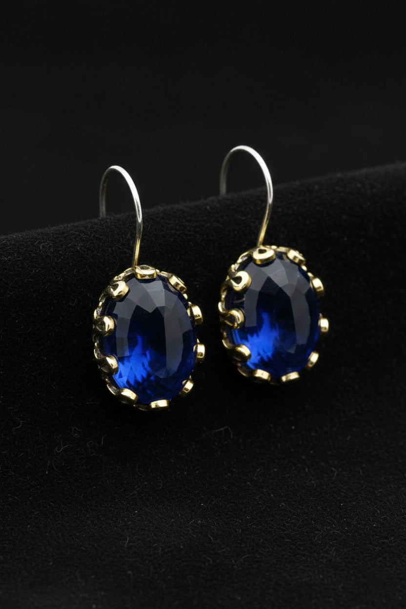 Gilded Oval Sapphire Gemstone Jewelry Set in 925 sterling silver - view 4