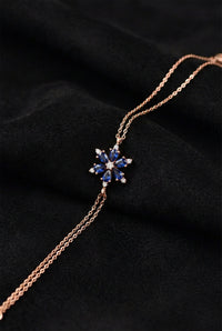 Rose Gold Sapphire Lotus Flower Bracelet | 925 Silver