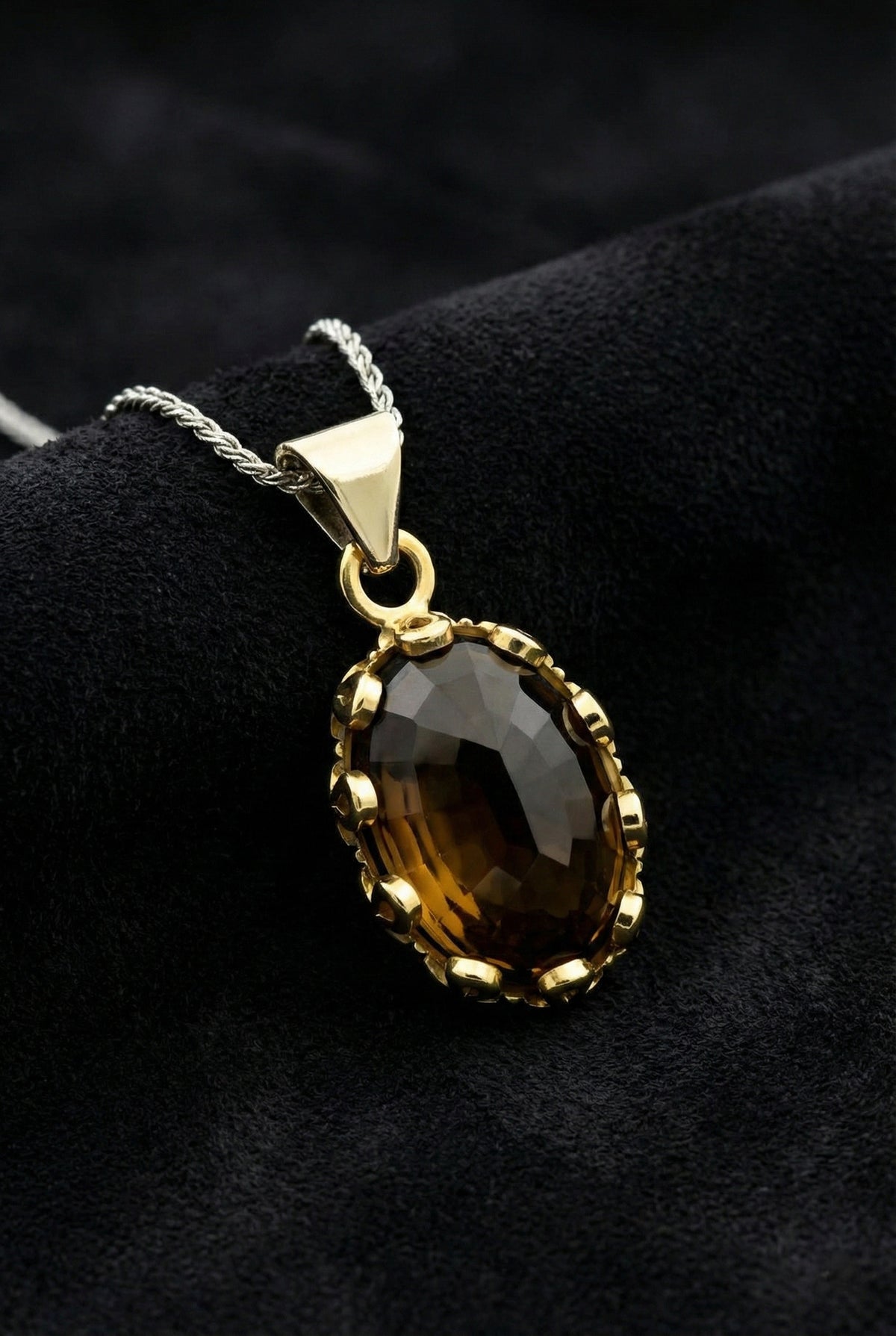 Gilded Oval Citrine Gemstone Jewelry Set in 925 sterling silver - view 2