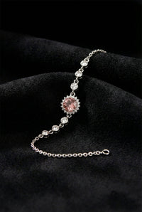 Rhodium Citrine Round Halo, Yellow Bracelet | 925 Silver