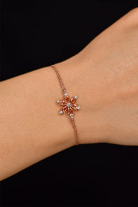 Sitrin Taşlı Rose Lotus Çiçeği Gümüş Bileklik
