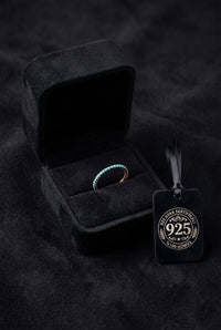 925 Sterling Silver Rose Gold Turquoise Eternity Band, Dainty Minimalist Stacking Ring