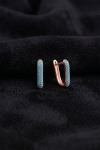 Créoles triangulaires en argent 925 doré rose et turquoise