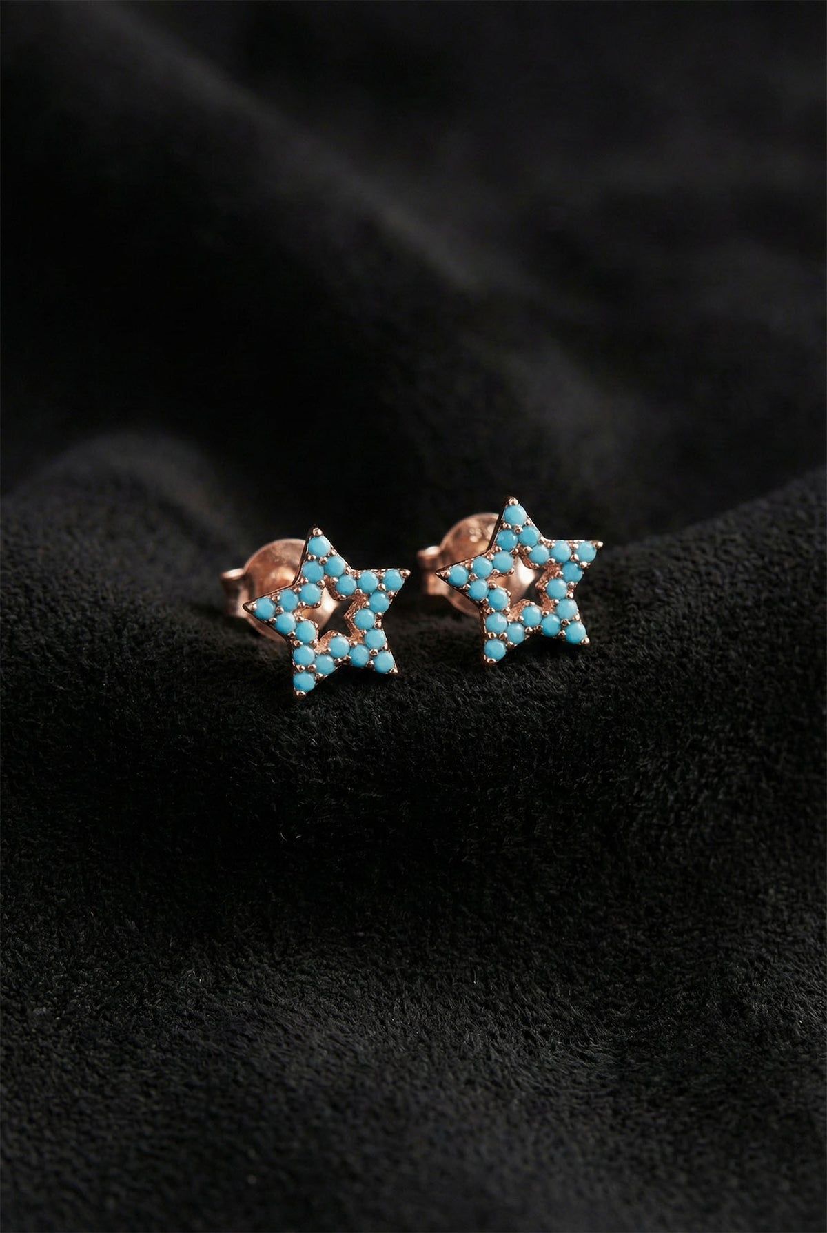 Rose Gold Turquoise Star Stud Earrings in 925 sterling silver