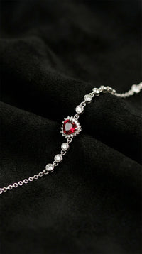 925er Silber Herz-Anhänger mit Rubin und Rhodium-Beschichtung | 925er Silber