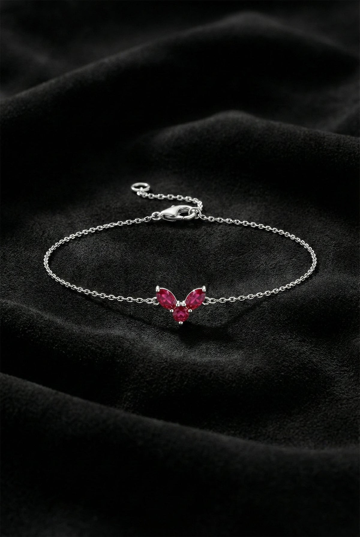 Bracelet cœur en zircon rubis, bijou de chaîne en argent sterling 925